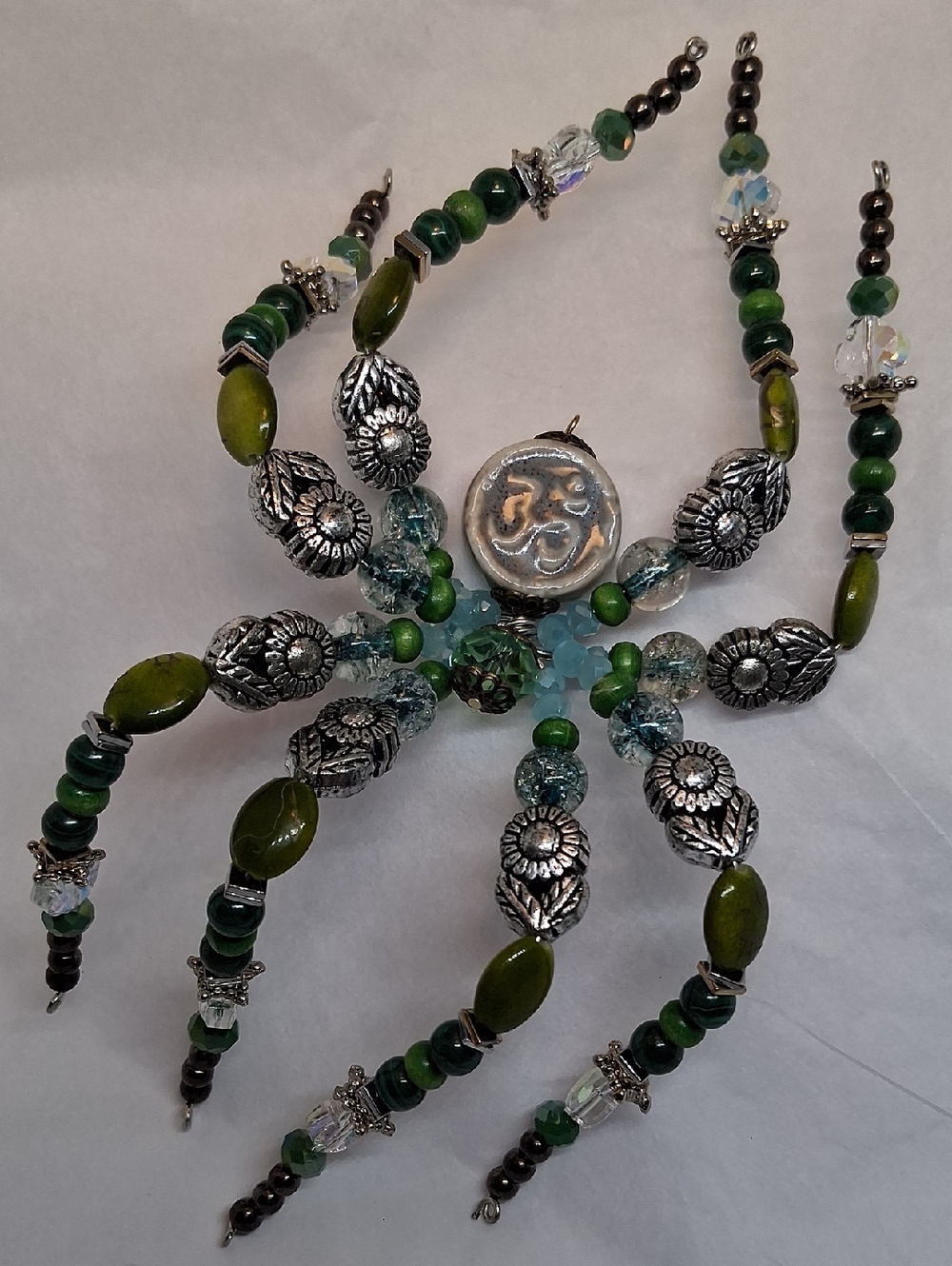 BEADED OM GARDEN SPIDER SUNCATCHER